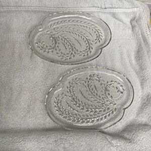 Pier 1 Imports Clear Paisley Sheer Glass Round Plate Set of 2 Bohemian Farmhouse